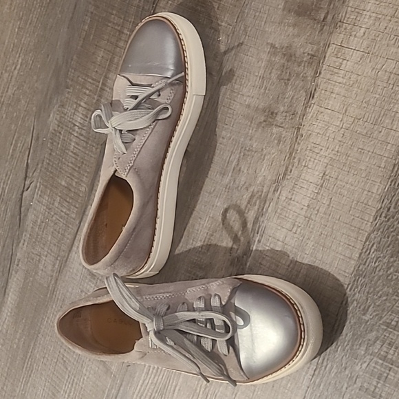 Shoes - EUC Caslon Gray Suede Silver Leather Sneakers Women's 6M